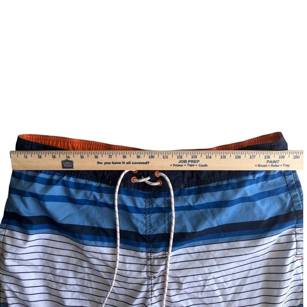 Mens XL Striped Swim Trunks Blue Orange Shorts Goodfellow & Co Beach Swim